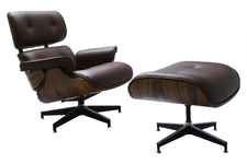 кресло дизайнерское Eames [FR 0006-7] с пуфом, кожаное