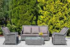 диван садовый Гляссе [YH-C3579W-2 graphite] 3-х местный, ротанг искусственный