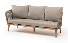 диван садовый Мальорка [MAL-S-3-T002 S-G-brown(beige052)] 3-х местный, плетеный из роупа