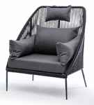 кресло садовое Мадрид [MAD-A-001 RAL7024 Mua D-grey(D-gray027)] плетёное из роупа
